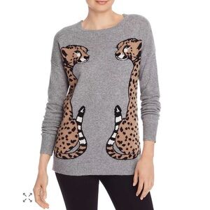 Aqua Cheetah Intarsia Cashmere Sweater XS Leopard